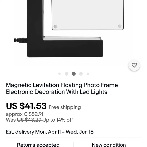 2 x Magnetic Levitation LED Floating Photo Frames - Picture 7 of 8